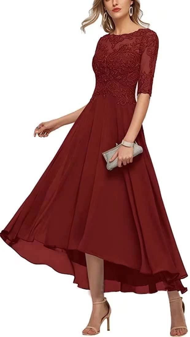 Elegant Graceful Lace Applique Half Sleeve Formal Wedding Dresses