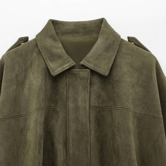 Women's Summer Commuter Fashionable Suede Texture Pilot Jackets