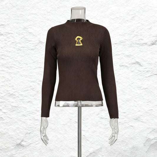 Sexy Hot Metal Hollow Decorative Slim Fit Slimming Sweaters