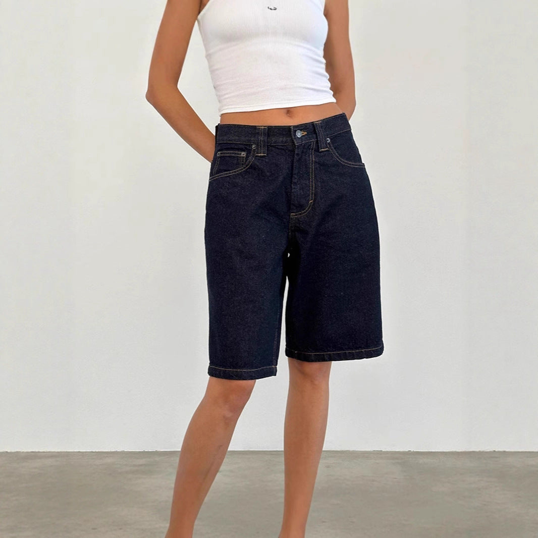 Women's Denim No Bomb Fitted Figure Flattering Shorts