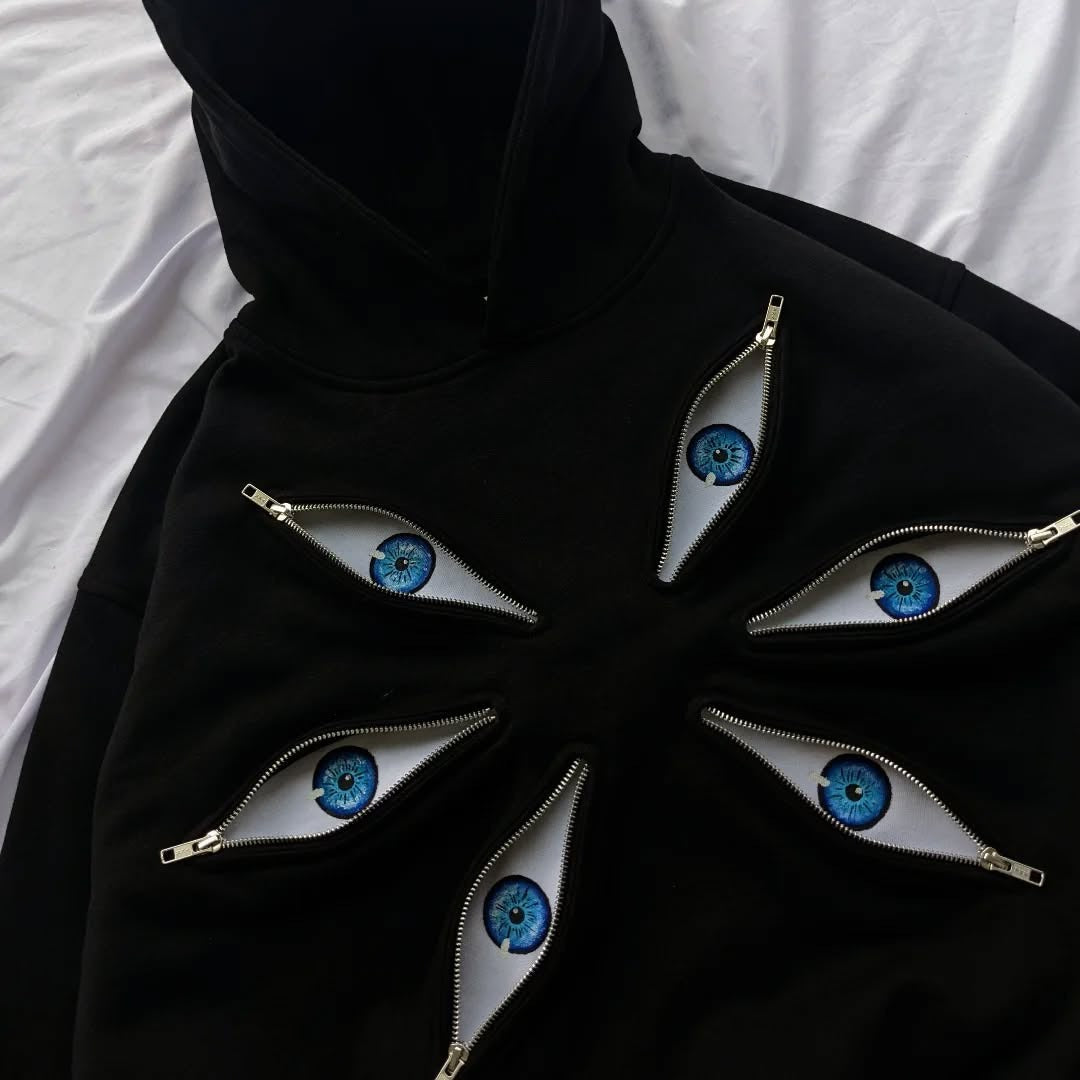 Women's & Men's Zipper Design Devil's Eye Stitching Dark Sweaters