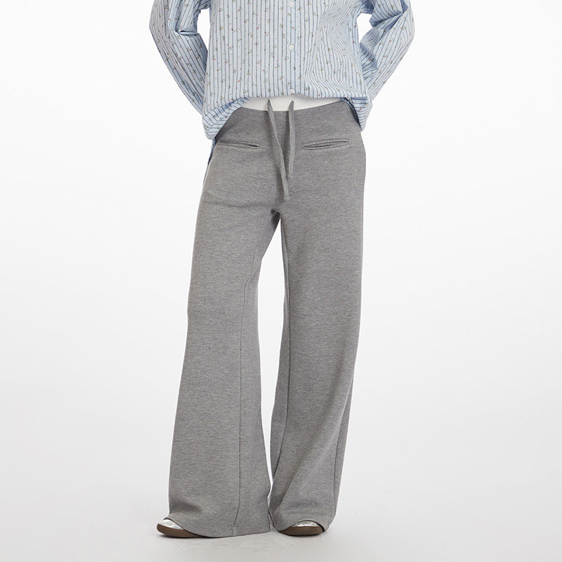 Women's Waist Straight Casual American Style Loose Wide Leg Pants