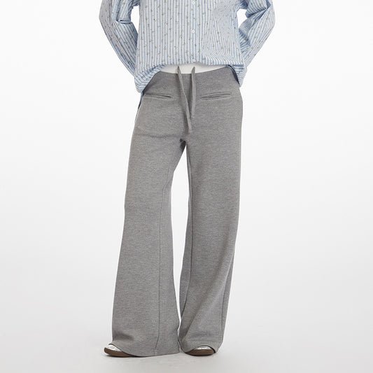 Women's Waist Straight Casual American Style Loose Wide Leg Pants