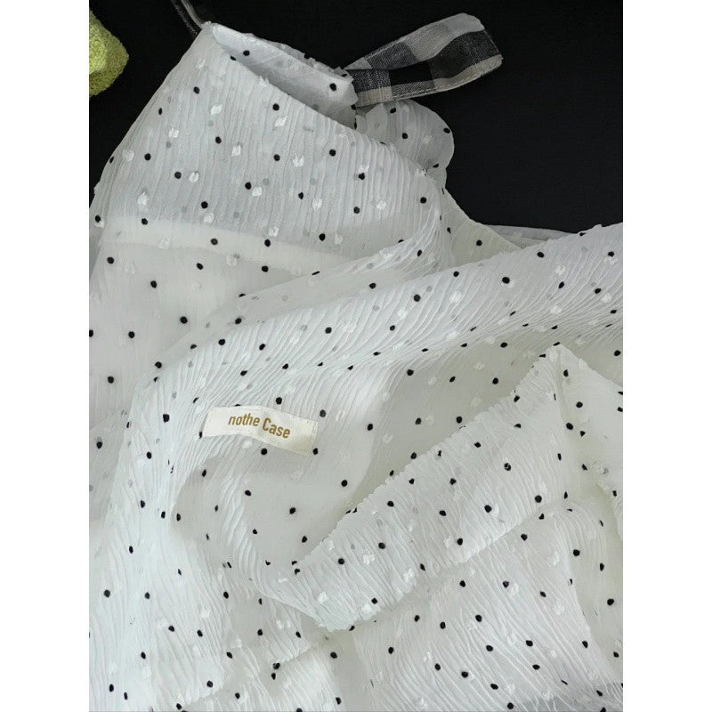 Capacity French Polka Dot Mori Style Canvas Crossbody Bags
