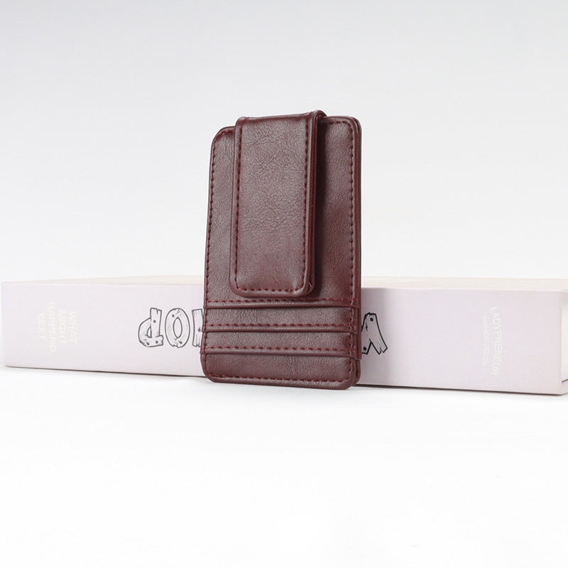 Men's Leather Lightweight Multiple Slots Magnet Retro Card Holder