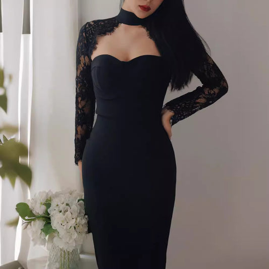 Tube Lace Dress Banquet Bandage One-piece Dresses