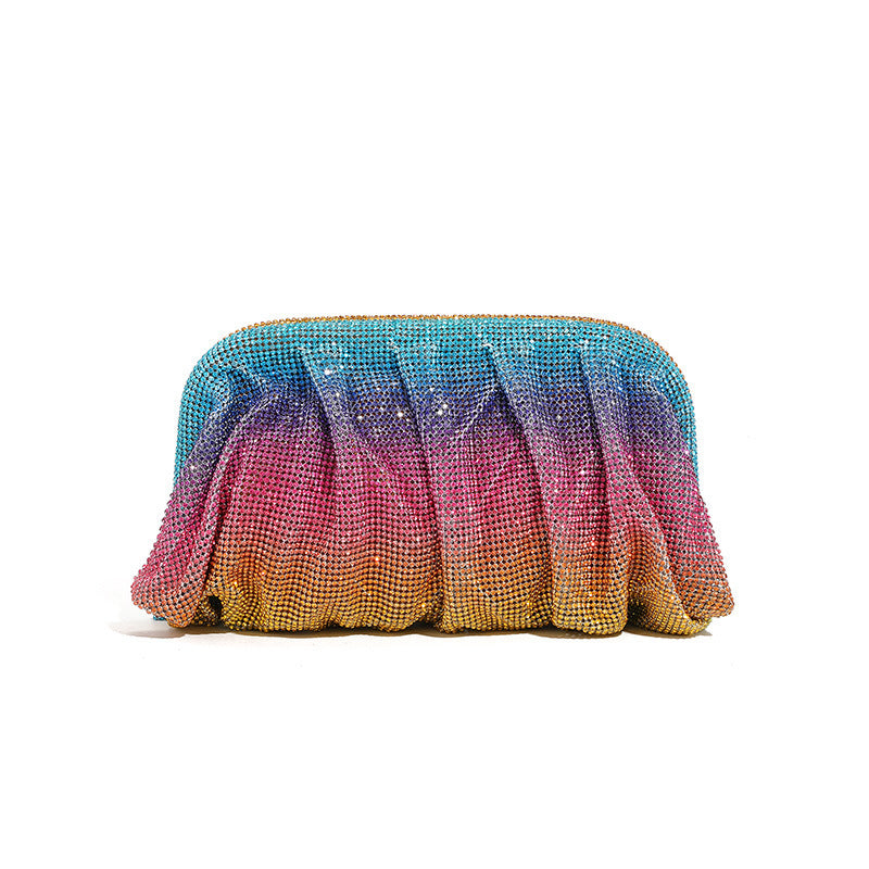 Women's Clouds Clip Pleated Clutch Diamond High-grade Evening Bags