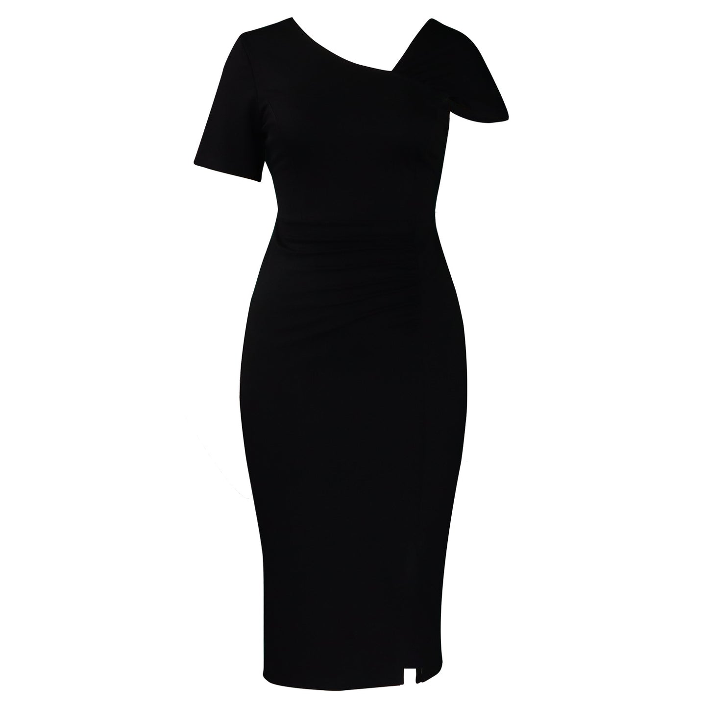 Women's Fashionable Elegant Solid Color Diagonal Collar Tight Waist Dress