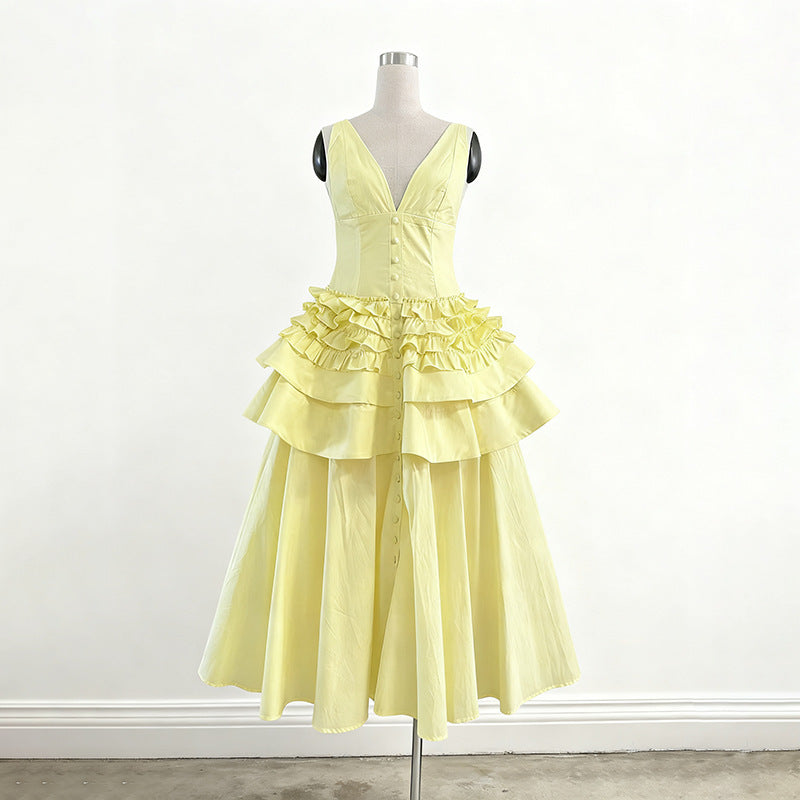 Women's French Vintage Style Halter Cake Dress Dresses