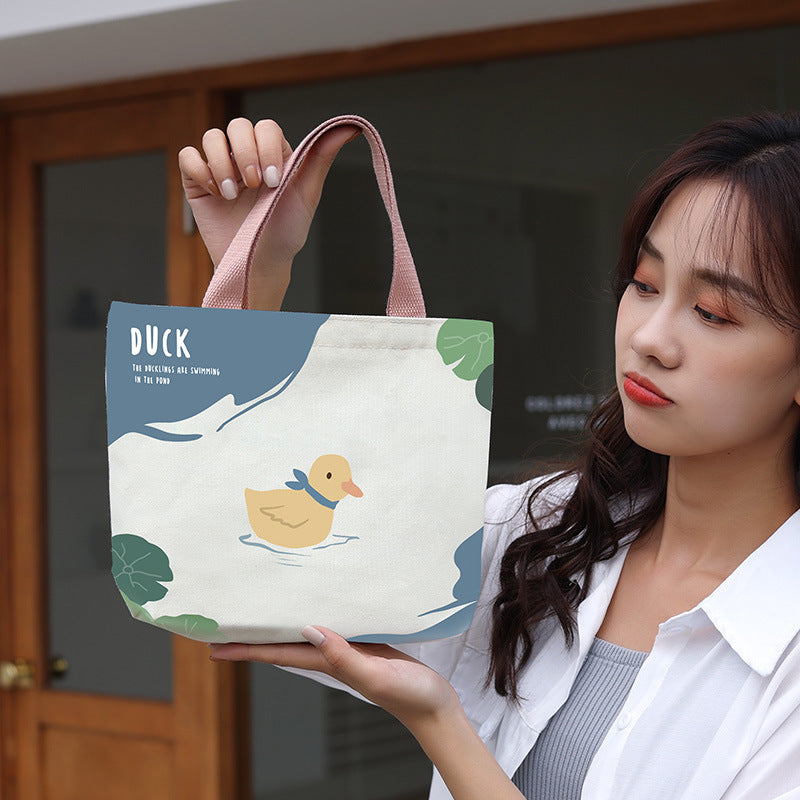 Women's Cute Cartoon Canvas Tutorial Lunch Size Handbags