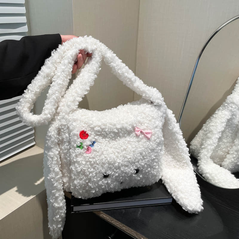 Cartoon Puppy Plush Cute Versatile Large Crossbody Bags