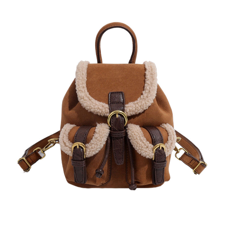 Women's Winter Plush Minority Fashion Retro High-grade Shoulder Bags
