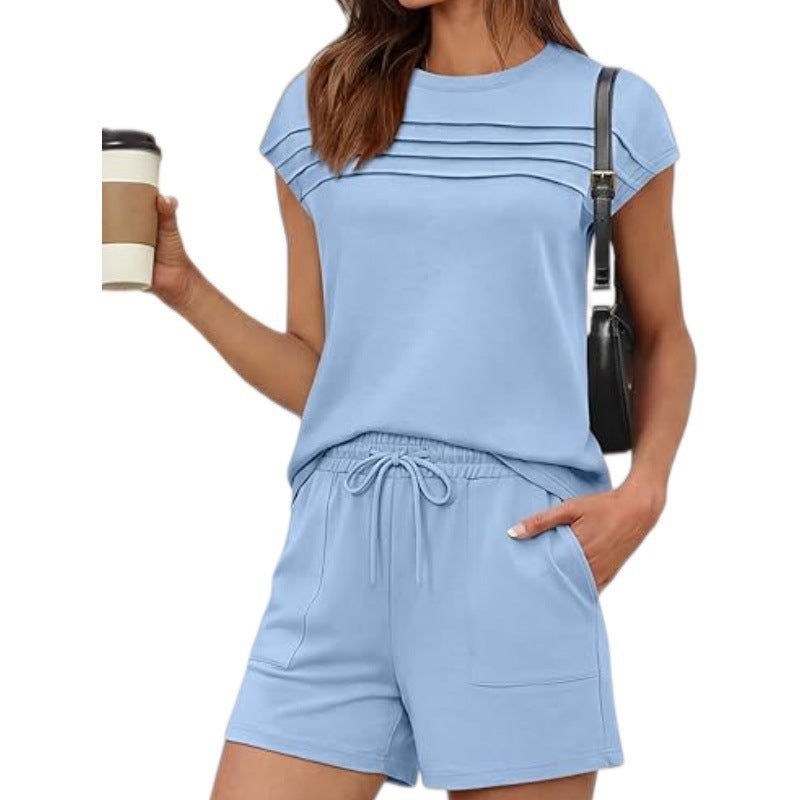 Women's Summer Stripes Solid Color For Fashion Casual Suit