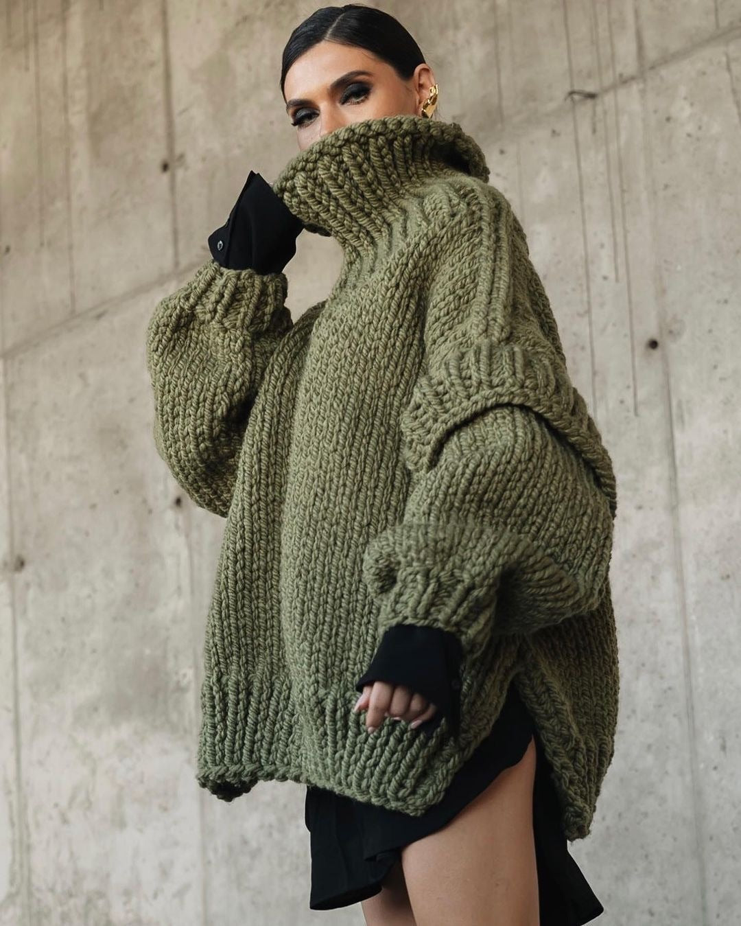Women's Pullover Fluffy Long Sleeve Turtleneck Sweaters
