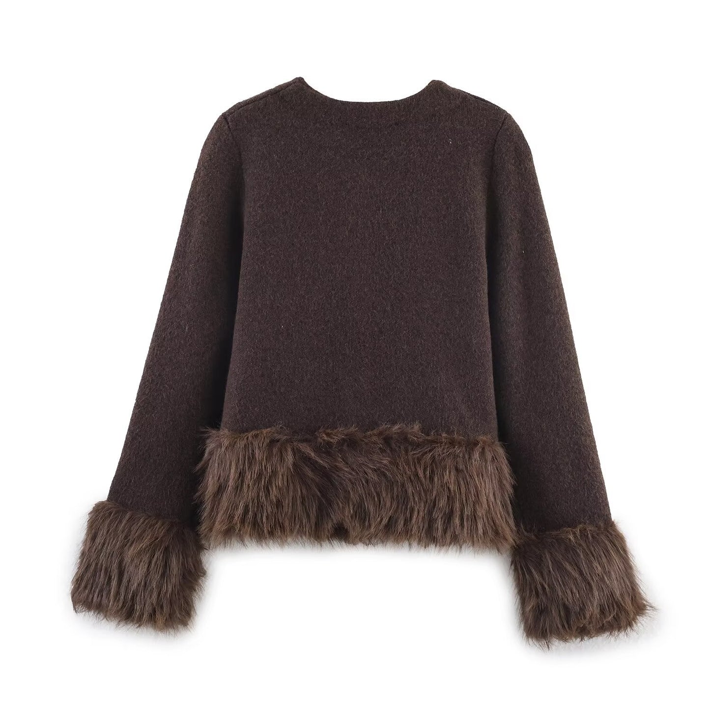 Women's Cool Artificial Fur Knitted Dress Suits