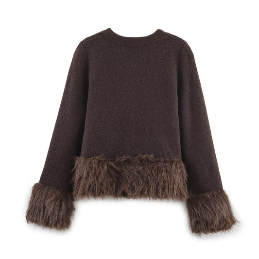 Women's Cool Artificial Fur Knitted Dress Suits