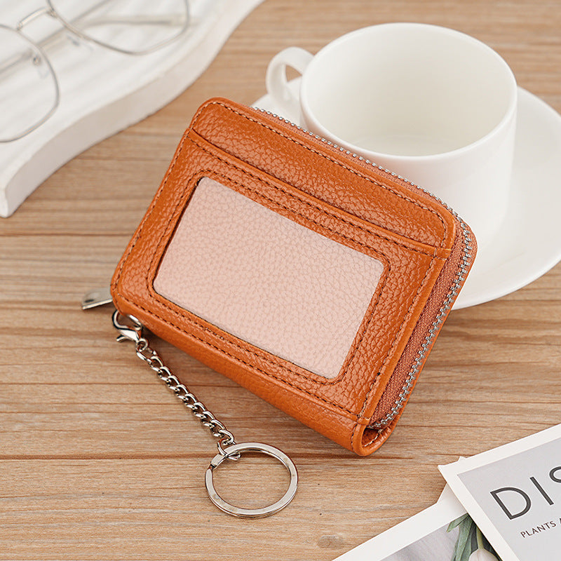 Women's Trendy Durable Zipper Credit Expanding Card Holder