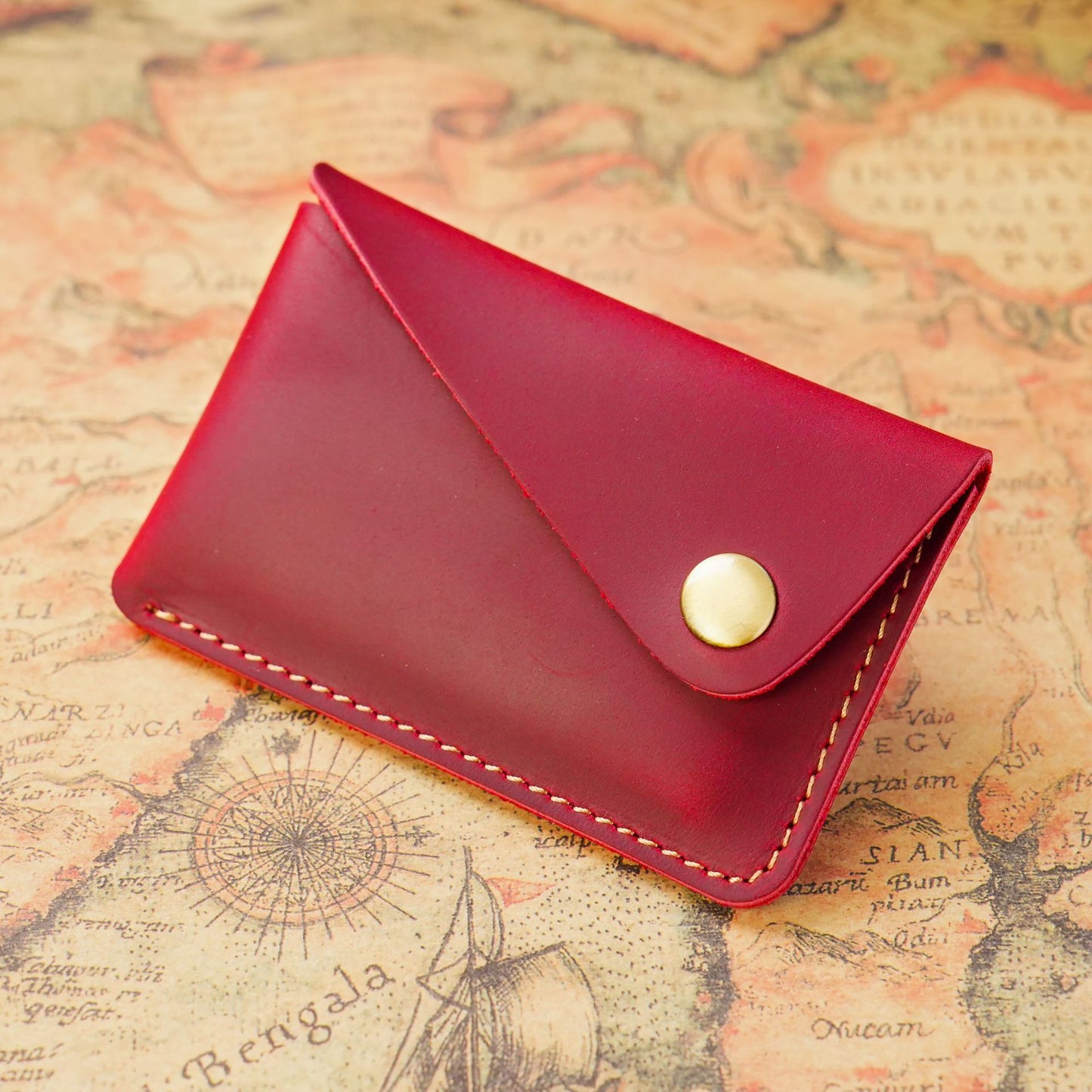 Handmade Simple Leather Sleeve Creative Snap Crazy Card Holder