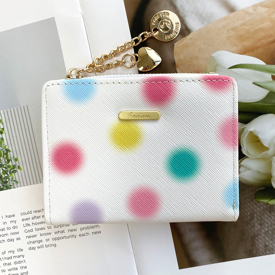 Women's High-grade Korean Style Love Pendant Short Ladies Wallets