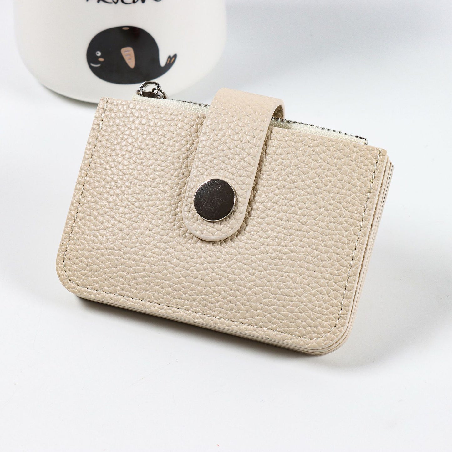 Simple Mini Lychee Pattern Fresh Zipper Card Holder