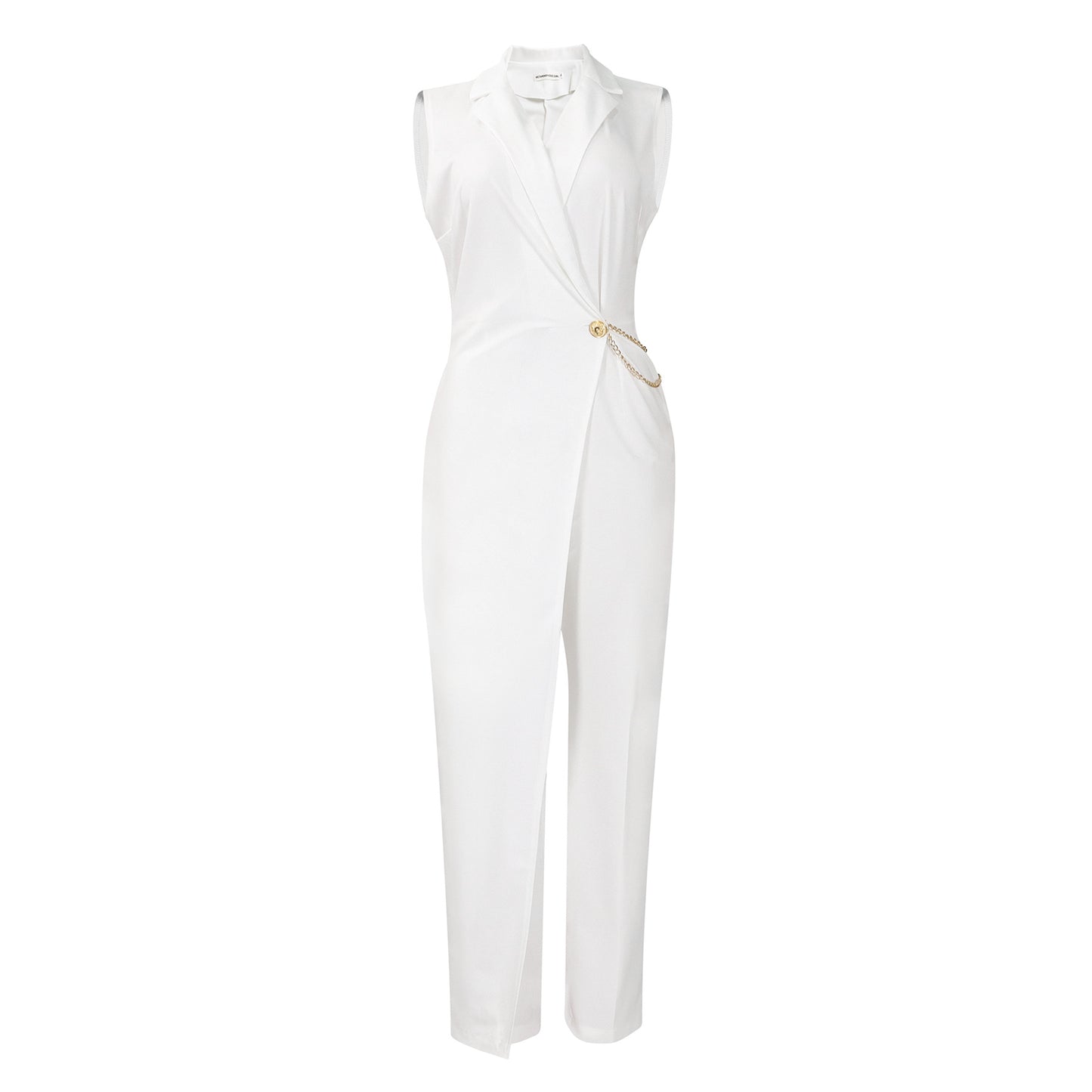 Women's Collar Tight Waist Chain Loose Wide Women's Jumpsuit/clothing