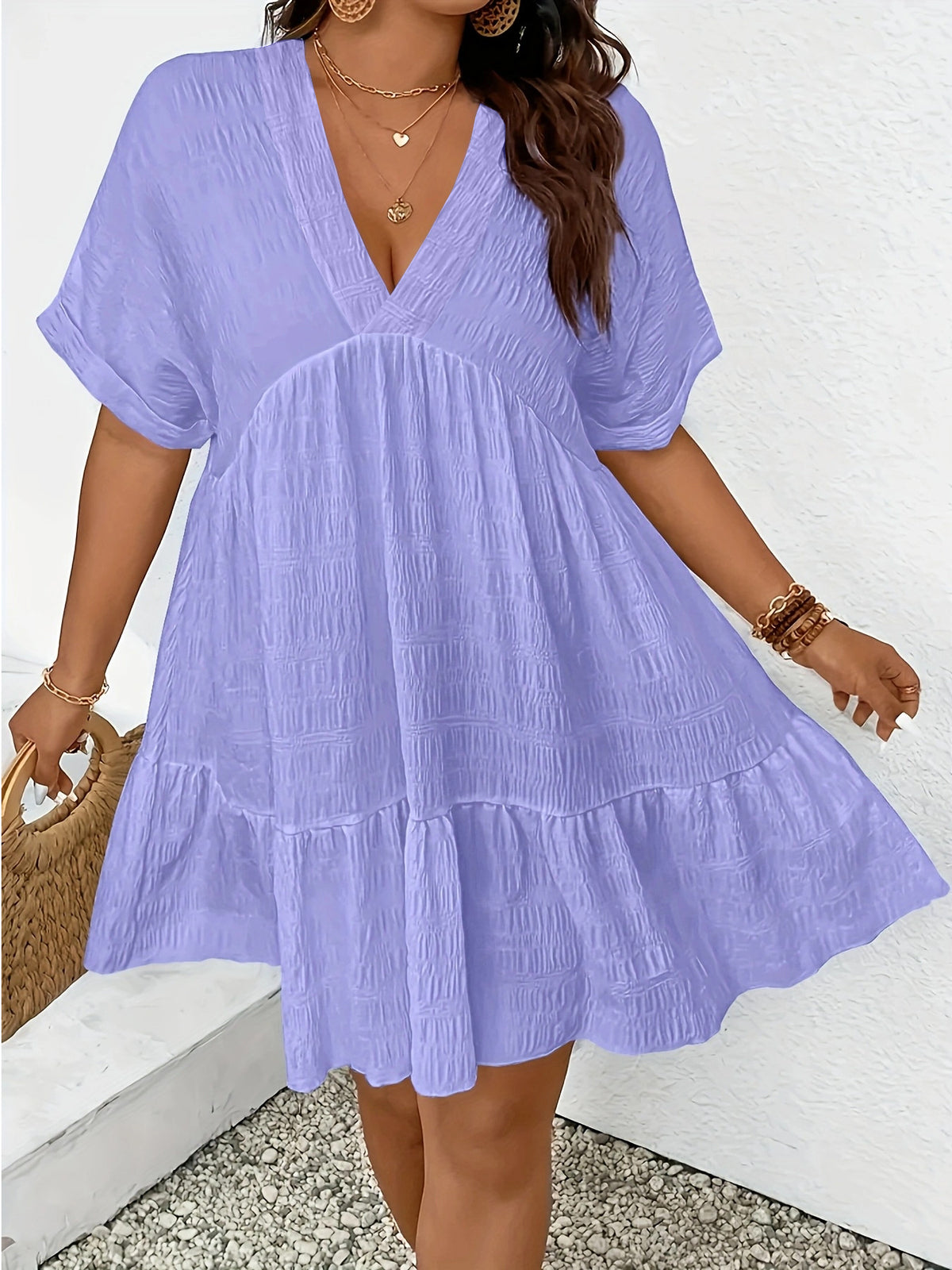 Women's Summer Casual Deep Sleeve Loose Dress