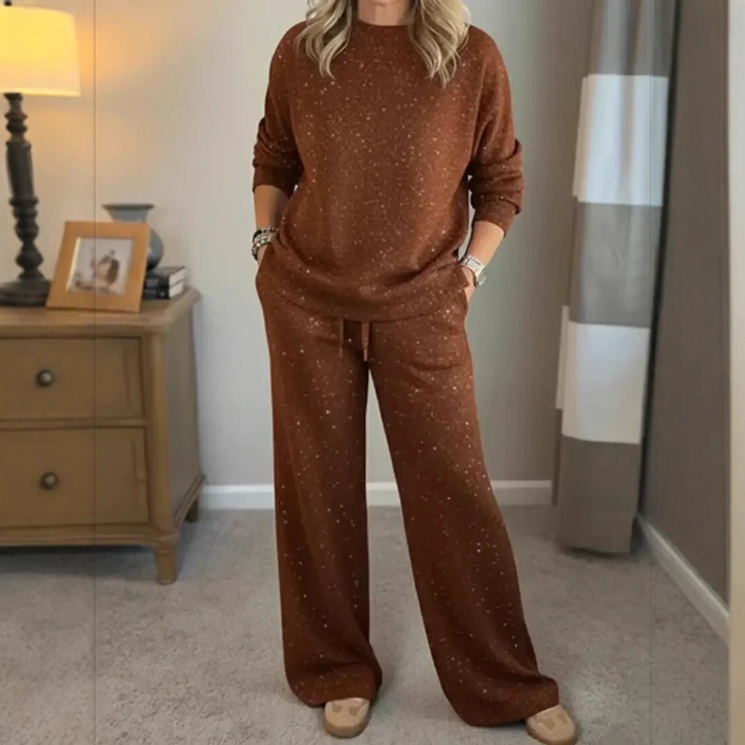 Trendy Christmas Festival Shiny Loose Two-piece Fashion Casual Suit