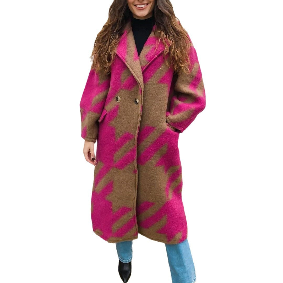 Women's Than Autumn Color Matching Fashion Long Coats
