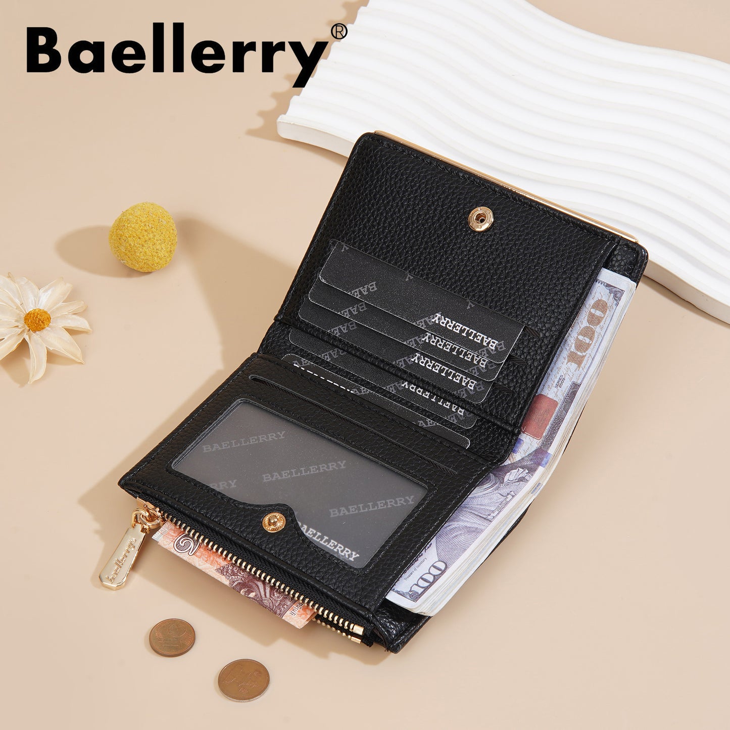 Women's Short Fashion Embroidery Litchi Pattern Flower Ladies Wallets