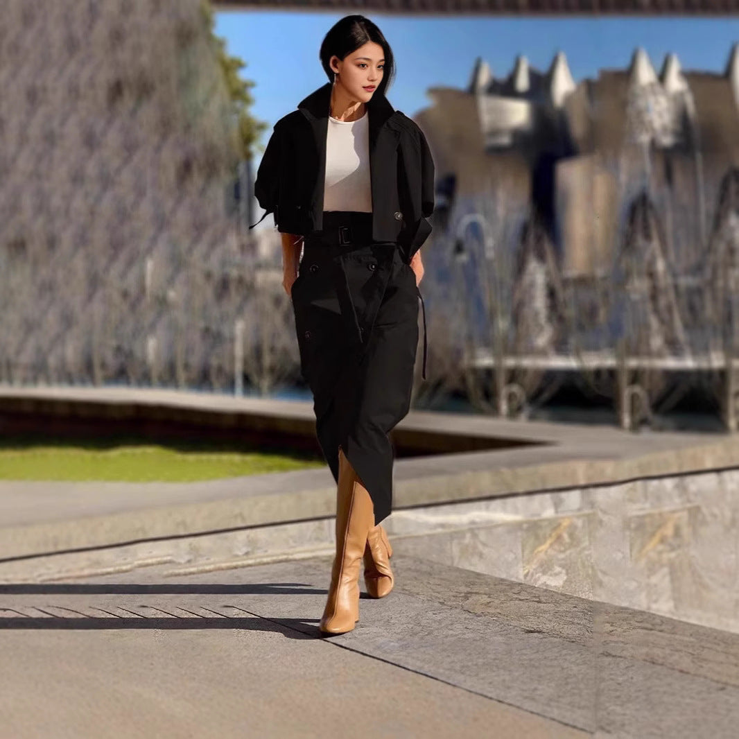 Casual Leisure Cargo Elegant Button Belt Suits