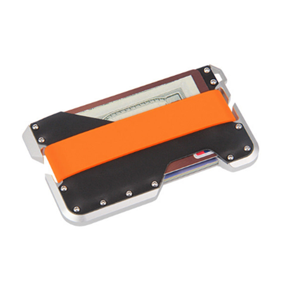 Metal Swiping Leather Stainless Steel Clamp Card Holder