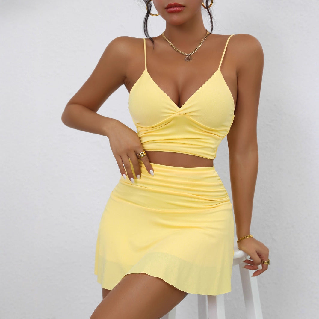 Women's Solid Color Sexy Backless Spaghetti Straps Tops