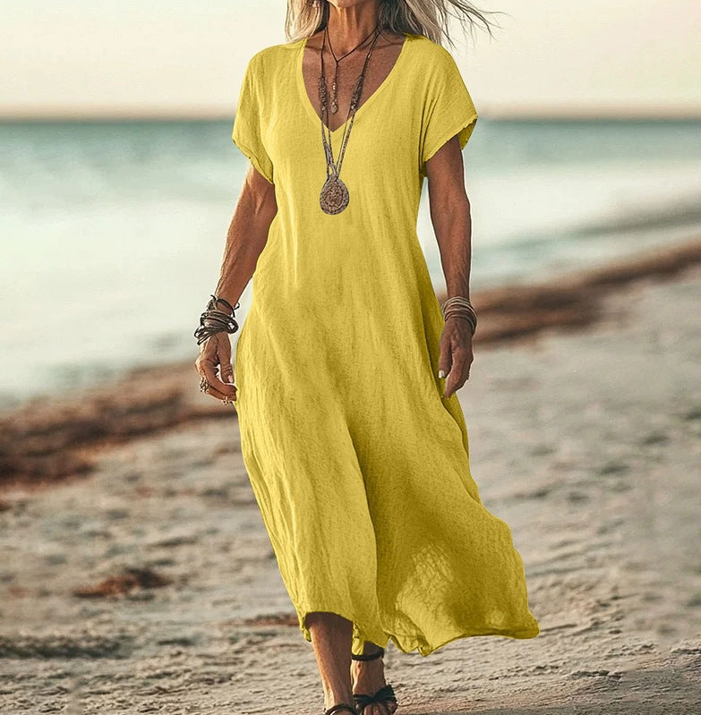 Women's Cotton Linen Summer High-grade Temperament Female Skirts