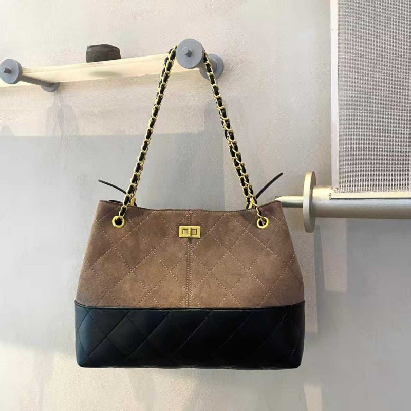 Capacity Genuine Leather Fashion Underarm Frosted Tote Bags