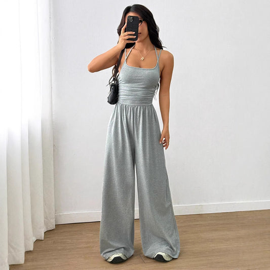 Women's Casual Summer Wide Leg Loose Wrapped Jumpsuits