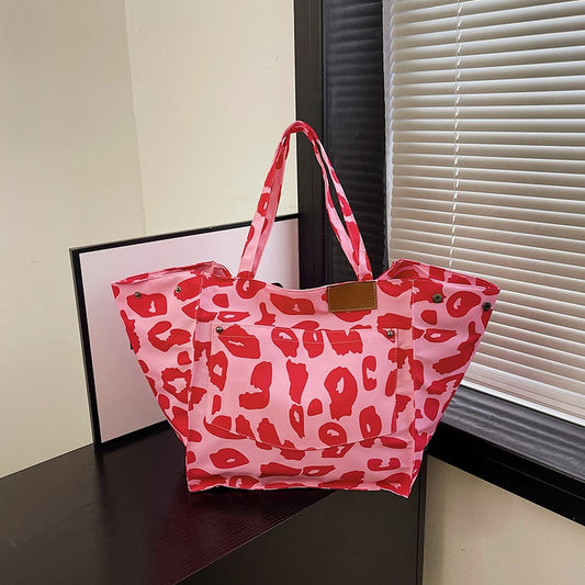 Women's Print Large Capacity Nylon Canvas Dot Shoulder Bags