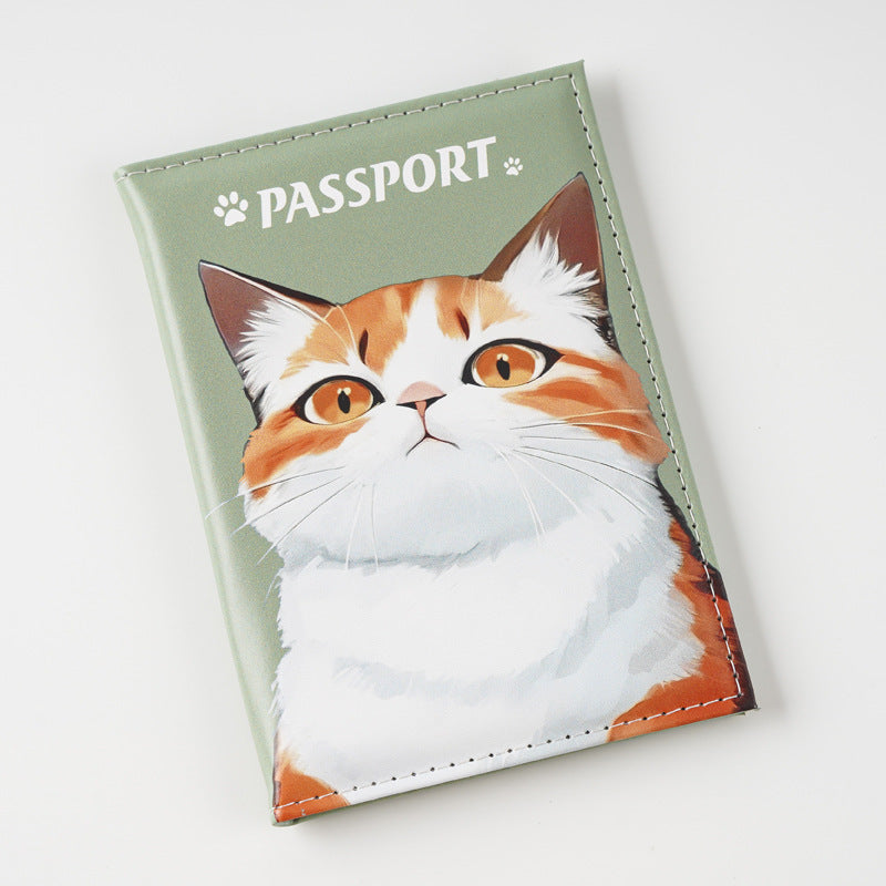 Kitten Puppy Color Printing Passport Cover Document Card Holder