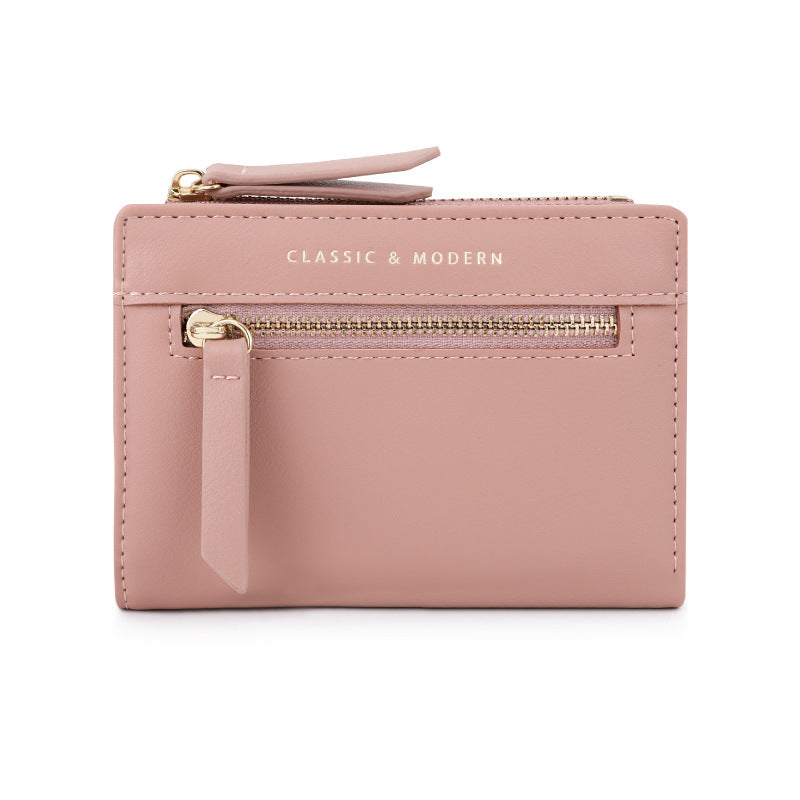 Women's Zipper Folding Short High Sense Design Ladies Wallets