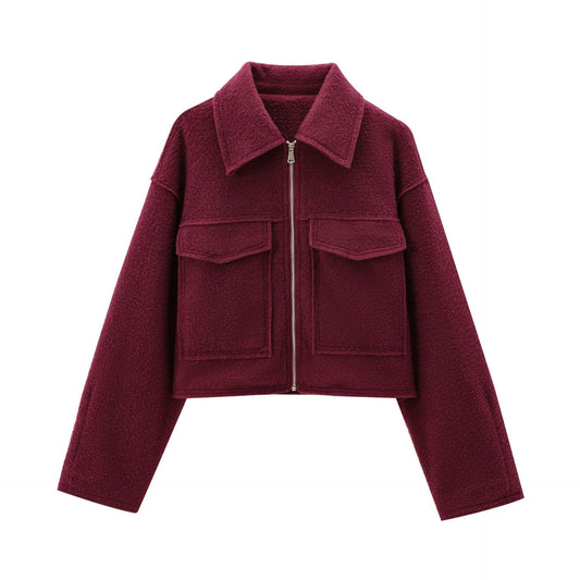 Women's Elegant Temperament Leisure Bead Leather Coats