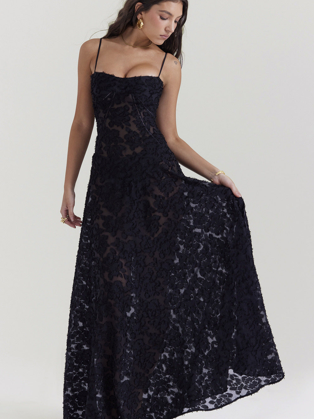 Slim Fit Exquisite Jacquard Full Lining Dresses