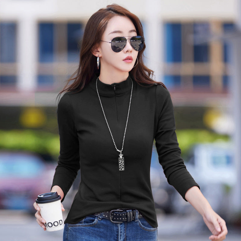 Women's Bottoming Shirt Solid Color Casual Half Tops