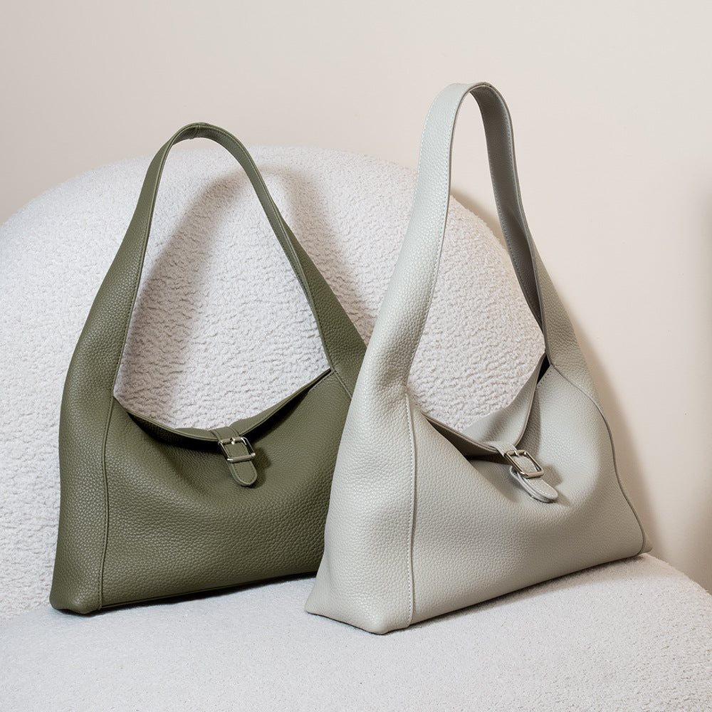 Women's First Layer Cowhide Underarm Lychee Handbags