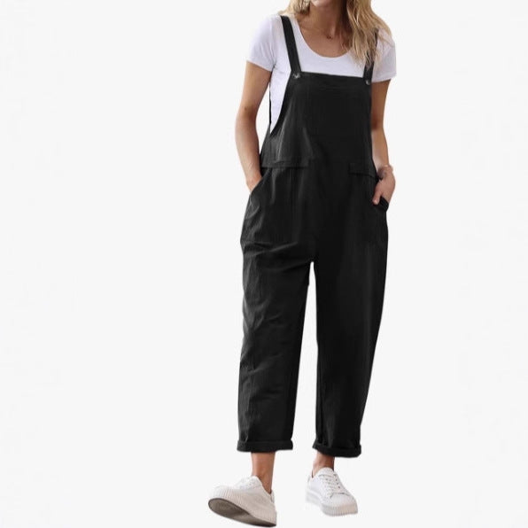 Women's Long Casual Loose Bib Suspender With Women's Jumpsuit/clothing