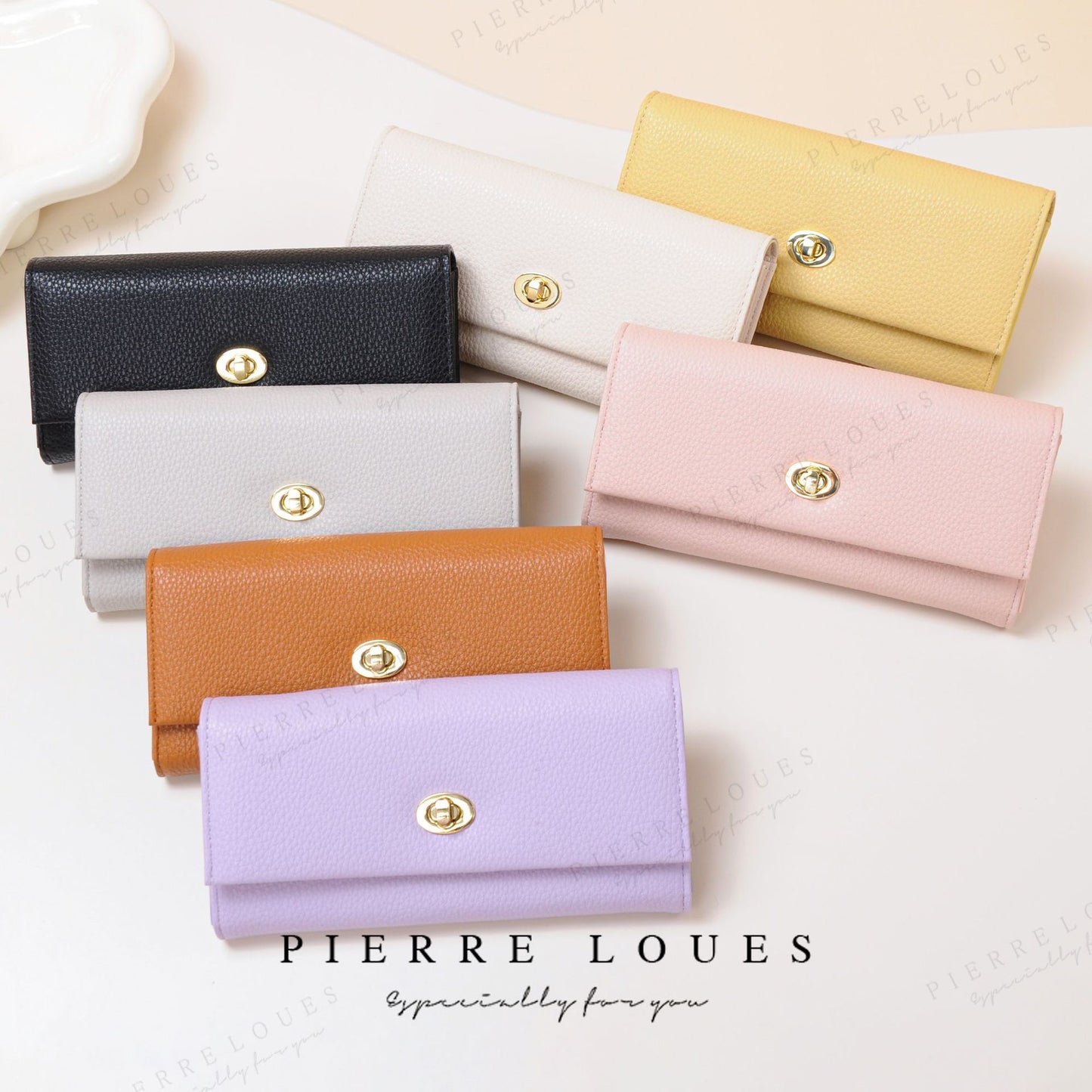 Long Premium Lychee Pattern Classic Trifold Ladies Wallets