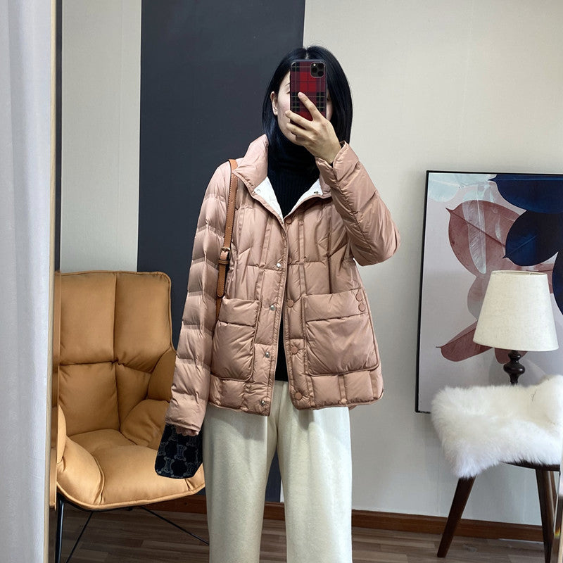 White Duck Down Lightweight Female Hood Jackets