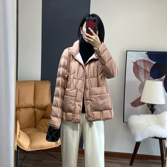 White Duck Down Lightweight Female Hood Jackets