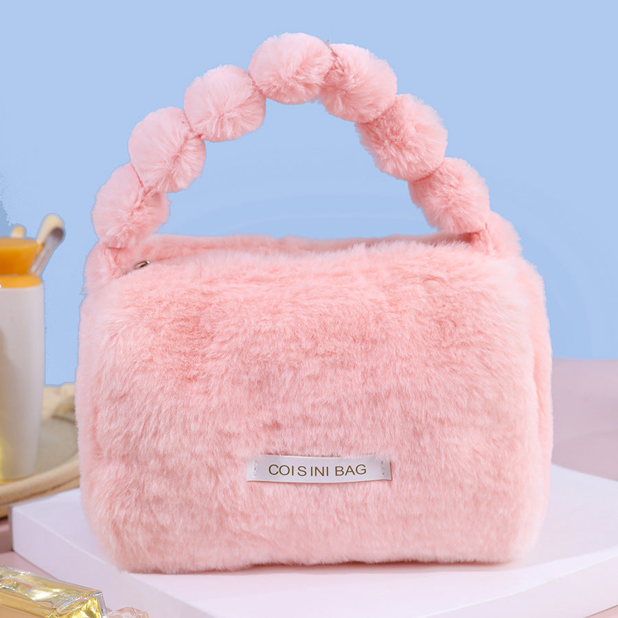 Capacity Plush Portable Good-looking Cosmetics Storage Cosmetic Bags