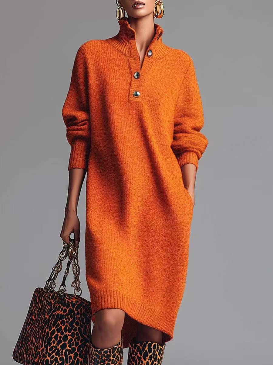 Women's Idle Style Overknee Dress Long Loose Sweaters