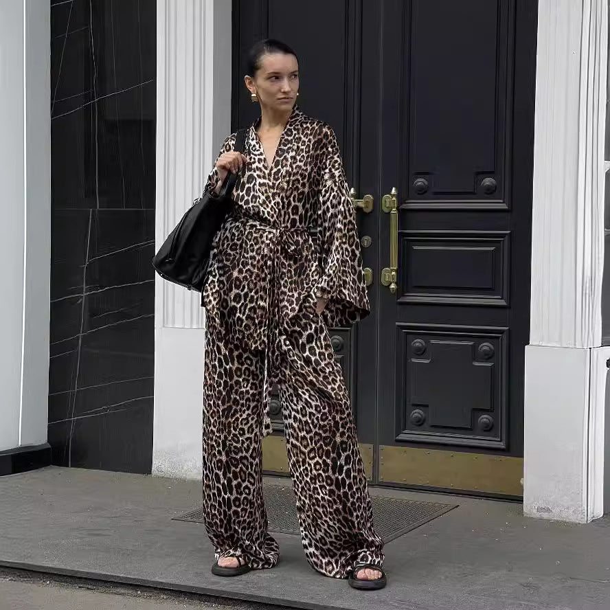 Women's Long Sleeve Wide Leg Two-piece Loose Fashion Casual Suit
