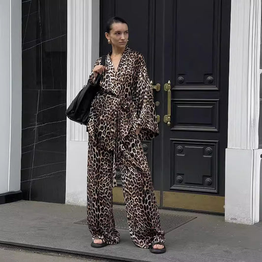 Women's Long Sleeve Wide Leg Two-piece Loose Fashion Casual Suit